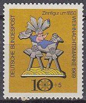 НДР, ФРН ГДР, ФРГ ^/--/^ ФРГ 1969 декоративное искусство Рождество Mi 610 MNH ^_^^^ 1969 — декоративне мистецтво Різдво Mi 610 MNH - фото фото фото