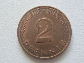 НДР, ФРН ГДР, ФРГ ^/--/^ Германия - ФРГ 2 пфеннига 1983 года D 28539 ^_^^^ Німеччина - ФРН 2 пфеніга 1983 D 28539 - фото фото фото