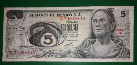 Мексика Мексика ^/--/^ Mexico 5 песо 3 грудня 1969 Мексика. Підпис тип 2. ^_^^^ Mexico 5 песо 3 декабря 1969 Мексика. Подпись тип 2. - фото фото фото