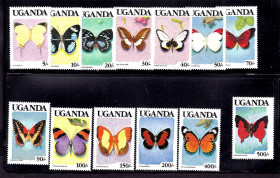 Фауна Фауна ^/--/^ Фауна . Уганда 1989 г MNH - серия - бабочки ^_^^^ Уганда 1989 MNH - серія - метелики - фото фото фото