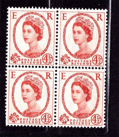 Великобританія Великобритания ^/--/^ Великобритания  1958 г MNH - HM QE-II -  стандарт  - квартблок ^_^^^ Великобританія 1958 MNH - HM QE-II - стандарт - квартблок - фото фото фото
