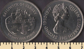 Джерсі, Гернсі, Мен, Гібралтар Джерси, Гернси, Мэн, Гибралтар ^/--/^ Джерси остров 25 пенсов 1977 ^_^^^ Джерсі острів 25 пенсів 1977 - фото фото фото