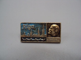 Пам'ятні і ювілейні Памятные и юбилейные ^/--/^ Знак Рига В.И. Ленин портрет профиль Латвия Riga ссср №17516 ^_^^^ Ленін портрет профіль Латвія Riga СРСР No /--/ 17516 - фото фото фото