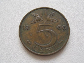 Нідерланди Нидерланды ^/--/^ Нидерланды 5 центов 1966 года 23206 ^_^^^ Нідерланди 5 центів 1966 року 23206 - фото фото фото
