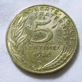 Франція Франция ^/--/^ Франція 5 сантимів 1986 року #6 /--/ П /--/ 1304 ^_^^^ Франция 5 сантимов 1986 года #6 /--/ П /--/ 1304 - фото фото фото