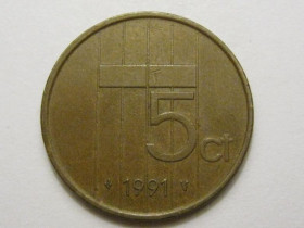 Нідерланди Нидерланды ^/--/^ Нидерланды 5 центов 1991 года 38601 ^_^^^ Нідерланди 5 центів 1991 року 38601 - фото фото фото