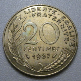 Франція Франция ^/--/^ Франція 20 сантимів 1987 року 42064 ^_^^^ Франция 20 сантимов 1987 года 42064 - фото фото фото