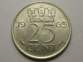 Нідерланди Нидерланды ^/--/^ Нидерланды 25 центов 1965 года 38625 ^_^^^ Нідерланди 25 центів 1965 року 38625 - фото фото фото