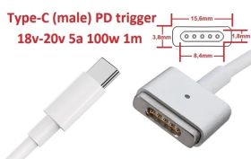 Інше Другое ^/--/^ Переходник для блока питания MagSafe 2 (for Apple) 20 /--/ v 4.25 /--/ a 85 /--/ w 1.7 /--/ m з USB Type-C (male) Power Deli - фото фото фото