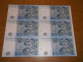 Загальнодержавні випуски Общегосударственные выпуски ^/--/^ 5 гривень,  2015 р UNC , лист 6 штук ^_^^^ 5 гривен, 2015 г. UNC, письмо 6 штук - фото фото фото