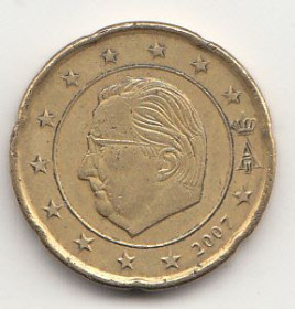 Бельгія Бельгия ^/--/^ Бельгія 20 євроцентів, 2007 ^_^^^ Бельгия 20 евроцентов, 2007 - фото фото фото