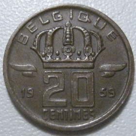 Бельгія Бельгия ^/--/^ Бельгія 20 сантимів 1959 року 42256 ^_^^^ Бельгия 20 сантимов 1959 года 42256 - фото фото фото