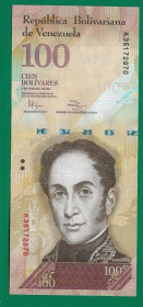 Венесуела Венесуэла ^/--/^ Venezuela Венесуэла 100 сильных боливаров 3 февраля 2011 нечастый год выпуска ^_^^^ Венесуела 100 сильних боліварів 3 лютого 2011 нечастий рік випуску - фото фото фото
