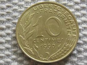 Франція Франция ^/--/^ Франция 10 сантимов 1990 года 3236 ^_^^^ Франція 10 сантимів 1990 3236 - фото фото фото