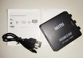 Кабелі та перехідники Кабели и переходники ^/--/^ Конвертер видеосигнала HDMI в AV RCA    (тюльпаны), HDMI - AV конвертер для телевизоров ^_^^^ Конвертер відеосигналу HDMI в AV RCA (тюльпани), HDMI - AV конвертер для телевізорів - фото фото фото