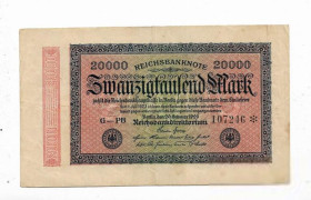 Німеччина Германия ^/--/^ Германия 20.000 марок 1923 ВЗ - GD в звездах и звездочка после № ^_^^^ Німеччина 20.000 марок 1923 ВЗ - GD в зірках і зірочка після No - фото фото фото