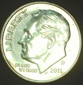 Обігові Обиходные ^/--/^ США 1 дайм  (10 центів), 2011 D [3.9] ^_^^^ США 1 дайм (10 центов), 2011 D [3.9] - фото фото фото