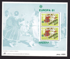 Португалія Португалия ^/--/^ ZM Португалия  Мадейра 1981 г  MNH -  блок - ^_^^^ ZM Португалія Мадейра 1981 MNH - блок - фото фото фото