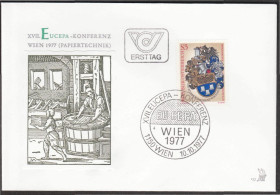Європа Европа ^/--/^ Австрия 1977 БУМАГА ТЕХНОЛОГИЯ ПРОИЗВОДСТВА 17-я КОНФЕРЕНЦИЯ ЕВРОПА ГЕРАЛЬДИКА ГЕРБ КПД Мi.1557 ^_^^^ Австрія 1977 БУМАГА ТЕХНОЛОГІЯ ВИРОБНИЦТВА 17-а КОНФЕРЕНЦІЯ ЄВРОПА ГЕРАЛЬДИКА ГЕРБ ККД Мi.1557 - фото фото фото