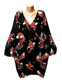Сукні Платья ^/--/^ 5 /--/ XL-7 /--/ XL Черное платье в цветы Essence, 30 размер, туника на завязках, вискоза 100%, Румыния ^_^^^ 5 /--/ XL-7 /--/ XL Чорна сукня в квіти Essence, 30 розмір, туніка на зав'язках, віскоза 100%, Румунія - фото фото фото