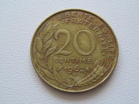 Франція Франция ^/--/^ Франция 20 сантимов 1962 года 24155 ^_^^^ Франція 20 сантимів 1962 24155 - фото фото фото