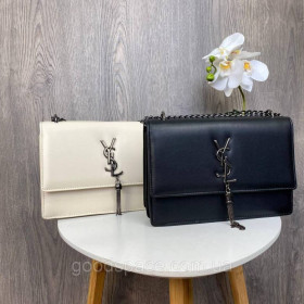 Сумки Сумки ^/--/^ Стильна жіноча невелика сумка, клатч YSL на ланцюжку, невелика сумка з віночком брелоком чорна люкс  ^_^^^ Стильная женская небольшая сумка, клатч YSL на цепочке, небольшая сумка с венчиком брелоком черная люкс - фото фото фото