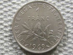 Франція Франция ^/--/^ Франция 1 франк 1969 года #4773 ^_^^^ Франція 1 франк 1969 року #4773 - фото фото фото