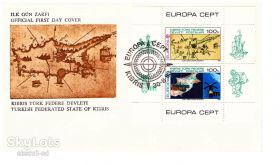 Тематичні колекції Тематические коллекции ^/--/^ Флот.  Кипр Турция 1983 г - КПД - СГ - парусник  карта  космос - блок - ^_^^^ Флот. Кіпр Туреччина 1983 р - ККД - СГ - вітрильник карта космос - блок - фото фото фото