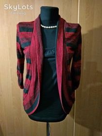 Кардигани Кардиганы ^/--/^ Кардиган М нарядный,красно-чёрный с майкой-обманкой ^_^^^ Кардиган М ошатний, червоно-чорний з майкою-обманкою - фото фото фото