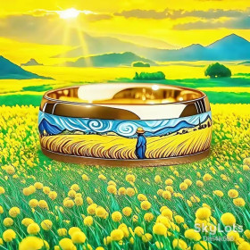 Кільця Кольца ^/--/^ Кольцо с картиной в стиле Ван Гога Stainless steel 316 /--/ L ^_^^^ Фільм в стилі Ван Гога Stainless steel 316 /--/ L - фото фото фото