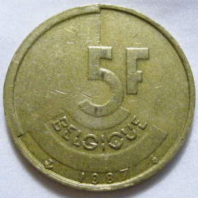 Бельгія Бельгия ^/--/^ Бельгія 5 франків 1987 року BELGIQUE #6 /--/ П /--/ 1724 ^_^^^ Бельгия 5 франков 1987 года BELGIQUE #6 /--/ П /--/ 1724 - фото фото фото