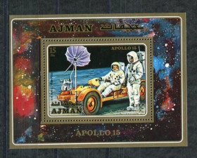 Освоєння космосу Освоение космоса ^/--/^ Аджман  Ajman Space Apollo 15 Mi Bl 279 A MNH ^_^^^ Ajman Space Apollo 15 Mi Bl 279 A MNH - фото фото фото