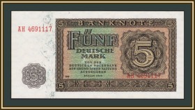 Німеччина Германия ^/--/^ Германия  (ГДР) 5 марок 1948 P-11  (11 /--/ b) UNC ^_^^^ Німеччина (НДР) 5 марок 1948 P-11 (11 /--/ b) UNC - фото фото фото