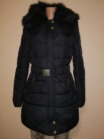 Куртки Куртки ^/--/^ Теплая женская удлиненная черная куртка, полупальто Moda at George ^_^^^ Тепла жіноча подовжена чорна куртка, напівпальто Moda at George - фото фото фото