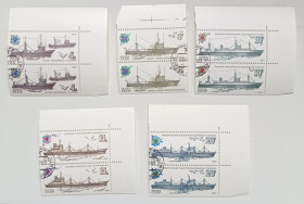 СРСР - СССР - ^/--/^ СССР 1983 Рыболовецкий флот, корабли, угловые сцепки с полями, гашеные ^_^^^ СРСР 1983 Рибаловецький флот, кораблі, кутові зчеплення з полями, гашені - фото фото фото