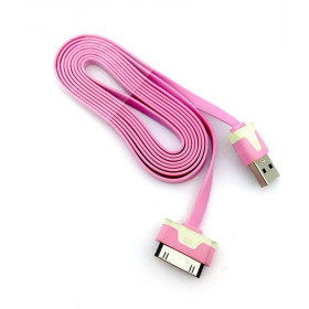 Кабелі Кабели ^/--/^ Дата кабель FLAT iPhone 4 1 /--/ m Pink   (тех. упаковка) ^_^^^ Дата кабель FLAT iPhone 4 1 /--/ m Pink (тих. упаковка) - фото фото фото