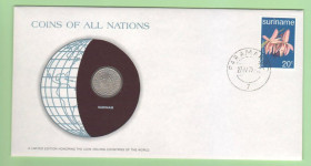 Сурінам Суринам ^/--/^ СУРИНАМ : монета 25 центов 1976 год конверт из серии &amp;quot;COINS OF ALL NATIONS&amp;quot; +марка СУРІНАМ ^_^^^ СУРИНАМ: монета 25 центов 1976 год конверт из серии &amp;quot;COINS OF ALL NATIONS&amp;quot; +марка СУРИНАМ - фото фото фото