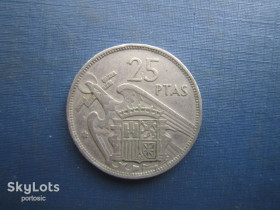 Іспанія Испания ^/--/^ Монета 25 песет Іспанія 1957  (1958 в зірочці) ^_^^^ Монета 25 песет Испания 1957 (1958 в звездочке) - фото фото фото