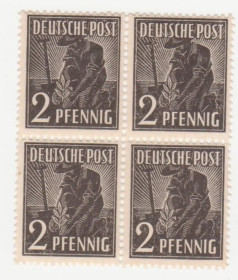 НДР, ФРН ГДР, ФРГ ^/--/^ Германия  (Берлин) 1948 г. № 1  кварт блок ^_^^^ Німеччина (Берлін) 1948 р. No 1 кварт блок - фото фото фото