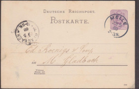 Європа Европа ^/--/^ Германия 1888 КЛАССИКА СТАНДАРТ ИСТОРИЯ ПОЧТЫ ПОЧТОВЫЙ ДОКУМЕНТ MELLE МАРКИРОВАННАЯ ПК СИРЕНЕВАЯ 5 Pf ^_^^^ Німеччина 1888 КЛАСИКА СТАНДАРТ ІСТОРІЯ ПОЧИТКОВИЙ ДОКУМЕНТ MELLE МАРКОВАНА ПК СИРЕНОВА 5 Pf - фото фото фото