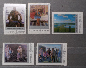 Мистецтво Искусство ^/--/^ СССР 1987 г -Советская живопись, негаш, 6 шт    (см.фото) ^_^^^ Радянський живопис, негаш, 6 шт (див. фото) - фото фото фото