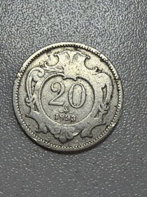 Австро-Угорщина Австро-Венгрия ^/--/^ Австро-Угорщина 20 галерів 1893 ^_^^^ Австро-Венгрия 20 галеров 1893 - фото фото фото