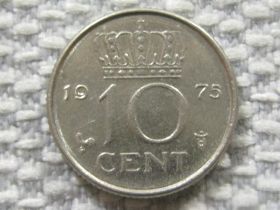 Нідерланди Нидерланды ^/--/^ Нидерланды 10 центов 1975 года #3960 ^_^^^ Нідерланди 10 центів 1975 року #3960 - фото фото фото