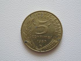 Франція Франция ^/--/^ Франция 5 сантимов 1987 года 9466 ^_^^^ Франція 5 сантимів 1987 9466 - фото фото фото