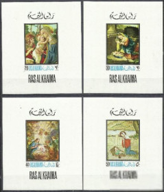 ОАЕ ОАЭ ^/--/^ Рас-эль-Хайма 1968 живопись мадонны религия Рождество 9 /--/ люкс-бл. ^_^^^ Рас-ель-Хайма 1968 живопис мадонни релігія Різдво 9 /--/ люкс-бл. - фото фото фото