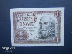 Іспанія Испания ^/--/^ Банкнота 1 песета Испания 1953 Сервантес UNC пресс ^_^^^ Іспанія 1953 Сервантес UNC прес - фото фото фото