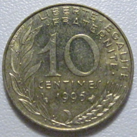 Франція Франция ^/--/^ Франція 10 сантимів 1996 року 1423 ^_^^^ Франция 10 сантимов 1996 года 1423 - фото фото фото