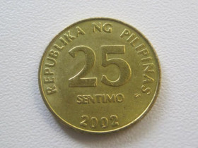Філіппіни Филиппины ^/--/^ Филиппины 25 сентимо 2002 года 25792 ^_^^^ Філіппіни 25 вересня 2002 25792 - фото фото фото