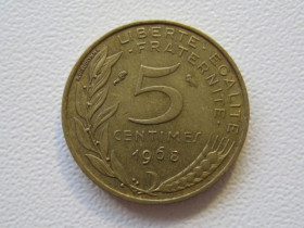 Франція Франция ^/--/^ Франция 5 сантимов 1968 года 35835 ^_^^^ Франція 5 сантимів 1968 35835 - фото фото фото
