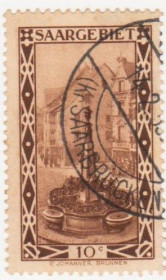 Веймарська республіка Веймарская республика ^/--/^ Германия   ( Саар)   1926  г. № 107 гашеная ^_^^^ Німеччина (Саар) 1926 р. No 107 гашена - фото фото фото